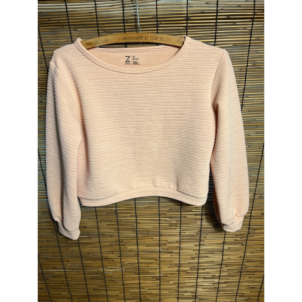 Z by Zella Peach Pink Ribbed Open Back Long Sleeve Cropped Top M A238/10